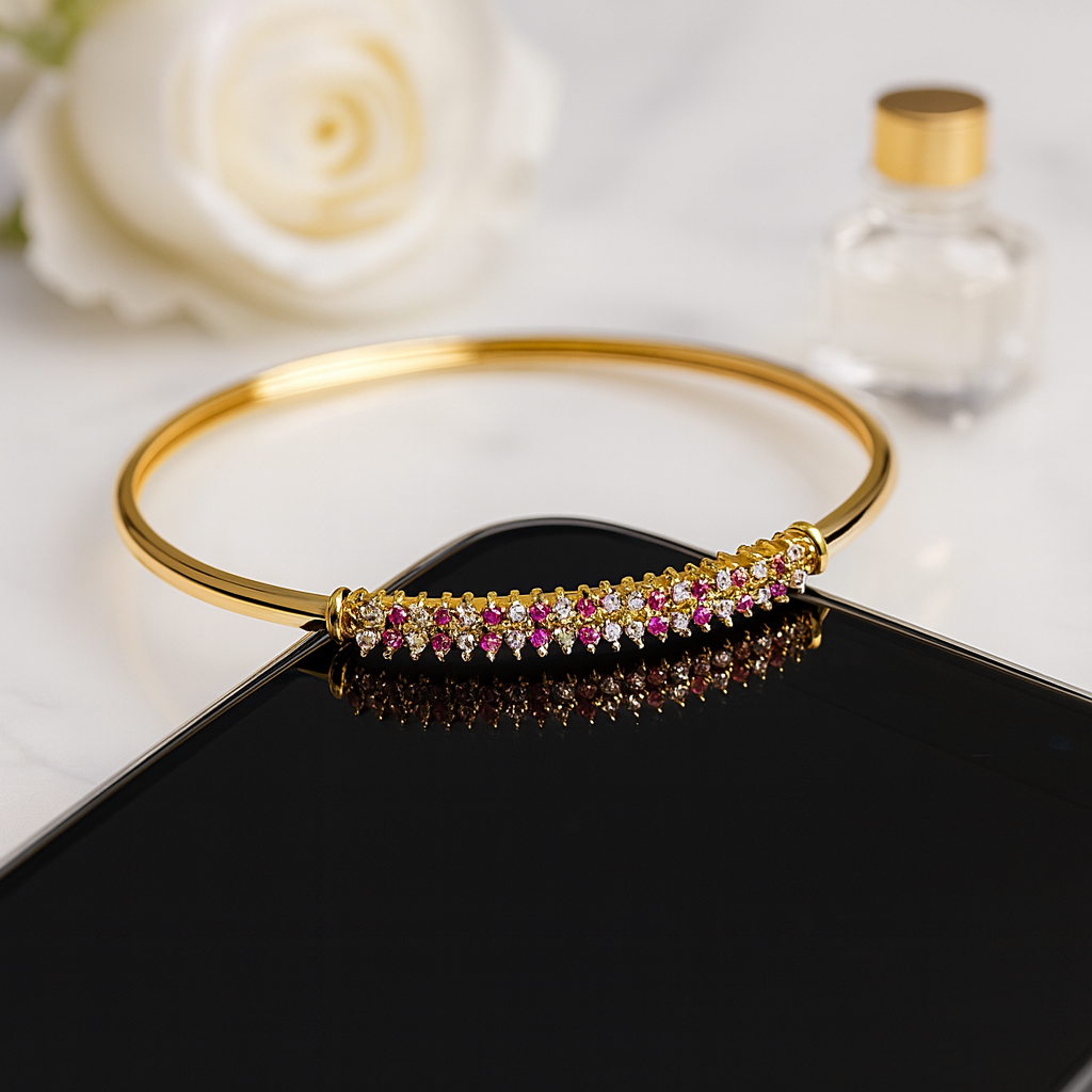 Crimson Radiance Adjustable Gold Bracelet