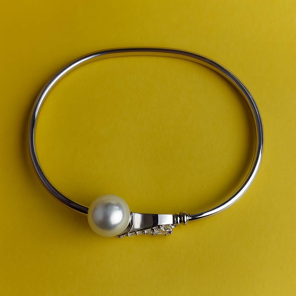 Pearl Elegance Silver Swirl Bracelet