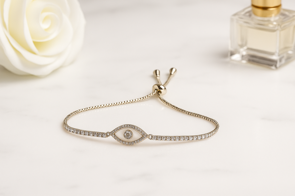 Evil Eye Protection Silver plated Bracelet – Golden Sparkle Talisman