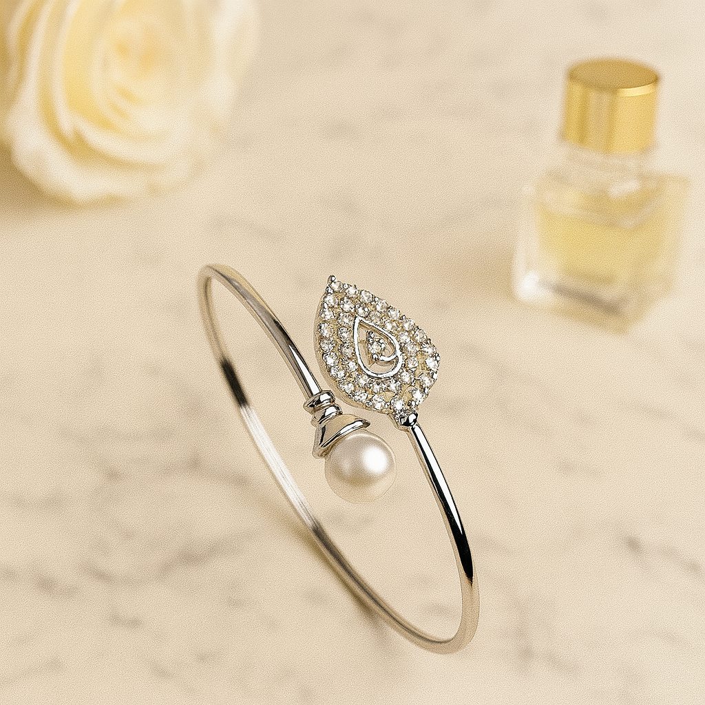 Ethereal Pearl Teardrop Silver Bracelet