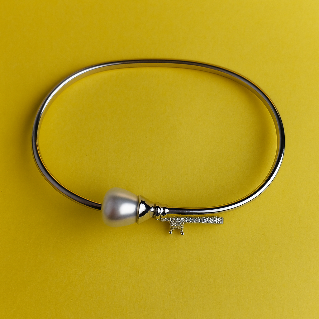 Ethereal Pearl Teardrop Silver Bracelet