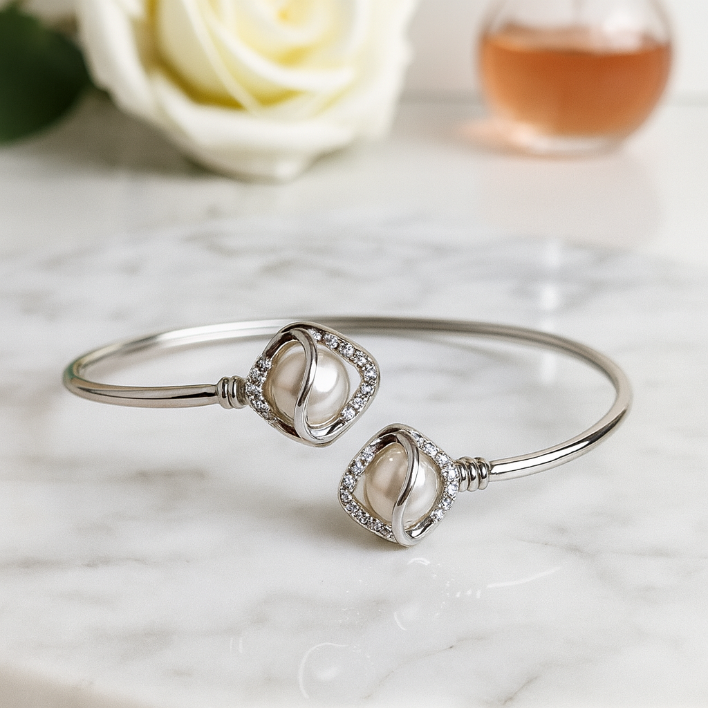 Twin Pearl Harmony Silver Bracelet