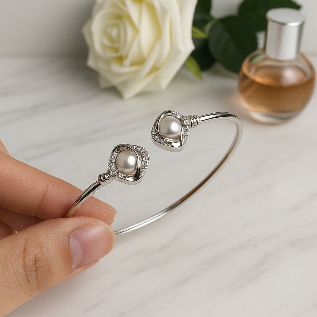 Twin Pearl Harmony Silver Bracelet