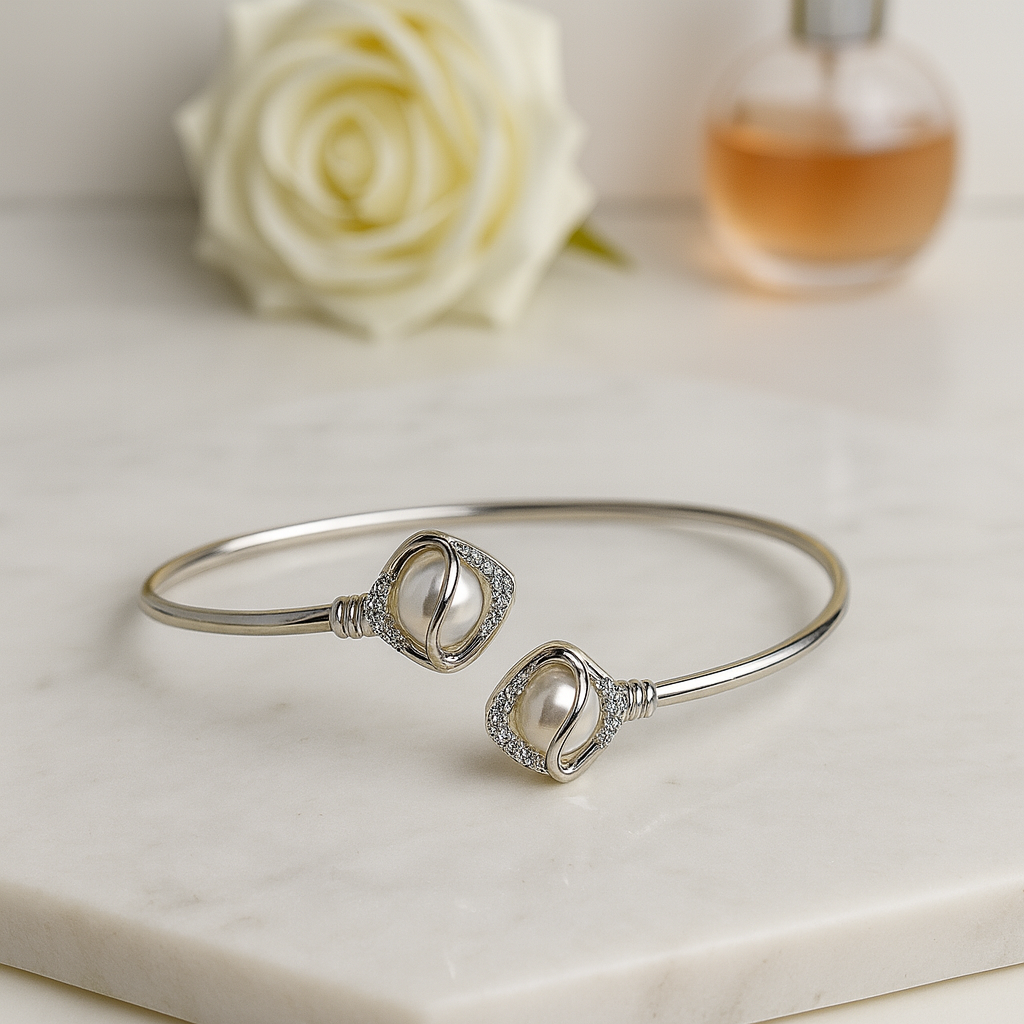Twin Pearl Harmony Silver Bracelet