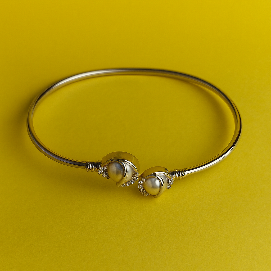 Twin Pearl Harmony Silver Bracelet