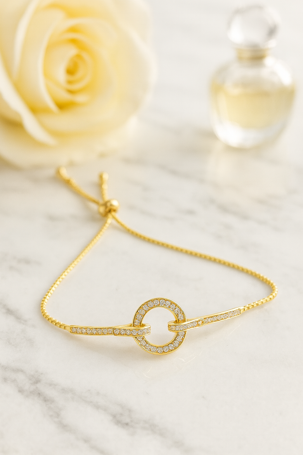 Circle Radiance Bracelet – Rose Gold-Plated with Crystal Ring Motif