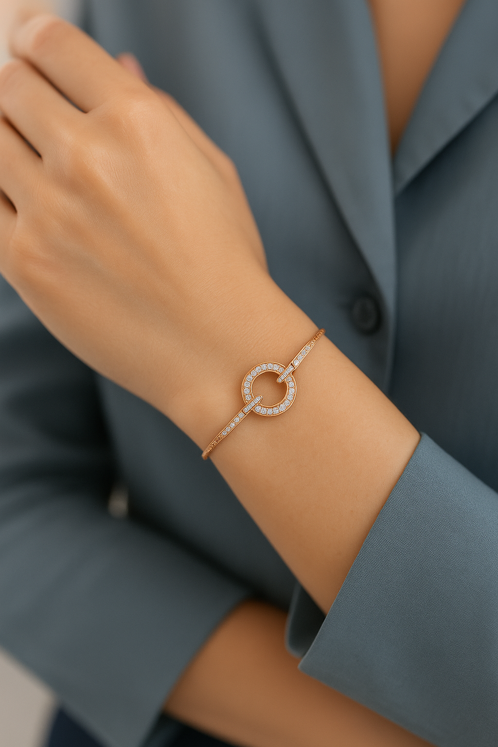 Circle Radiance Bracelet – Rose Gold-Plated with Crystal Ring Motif
