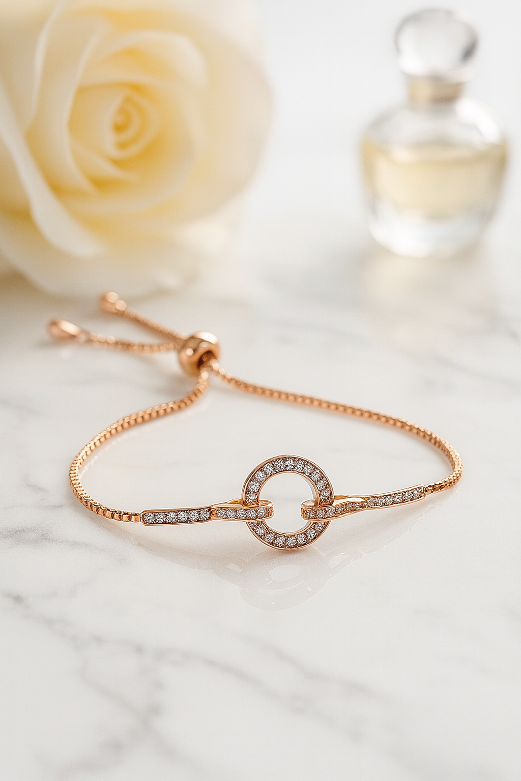 Circle Radiance Bracelet – Rose Gold-Plated with Crystal Ring Motif