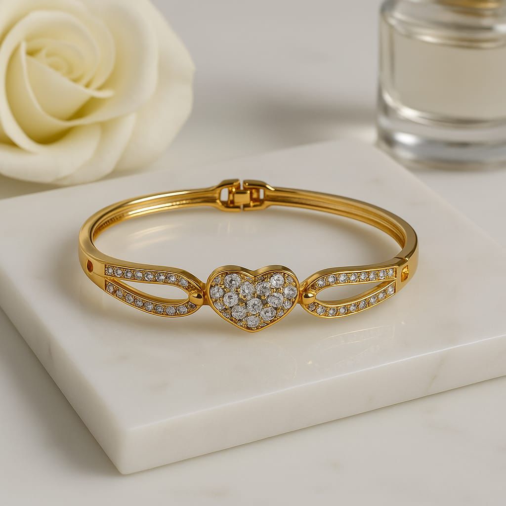 Gold-Plated Heart Stone Bracelet