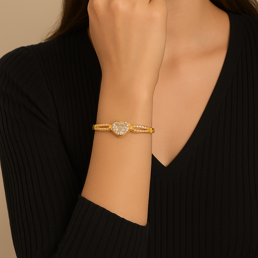 Gold-Plated Heart Stone Bracelet