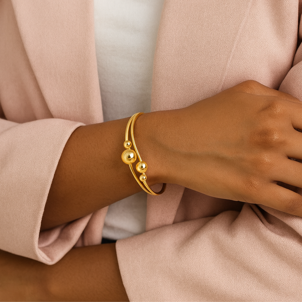 Golden Orbit Beaded Bracelet