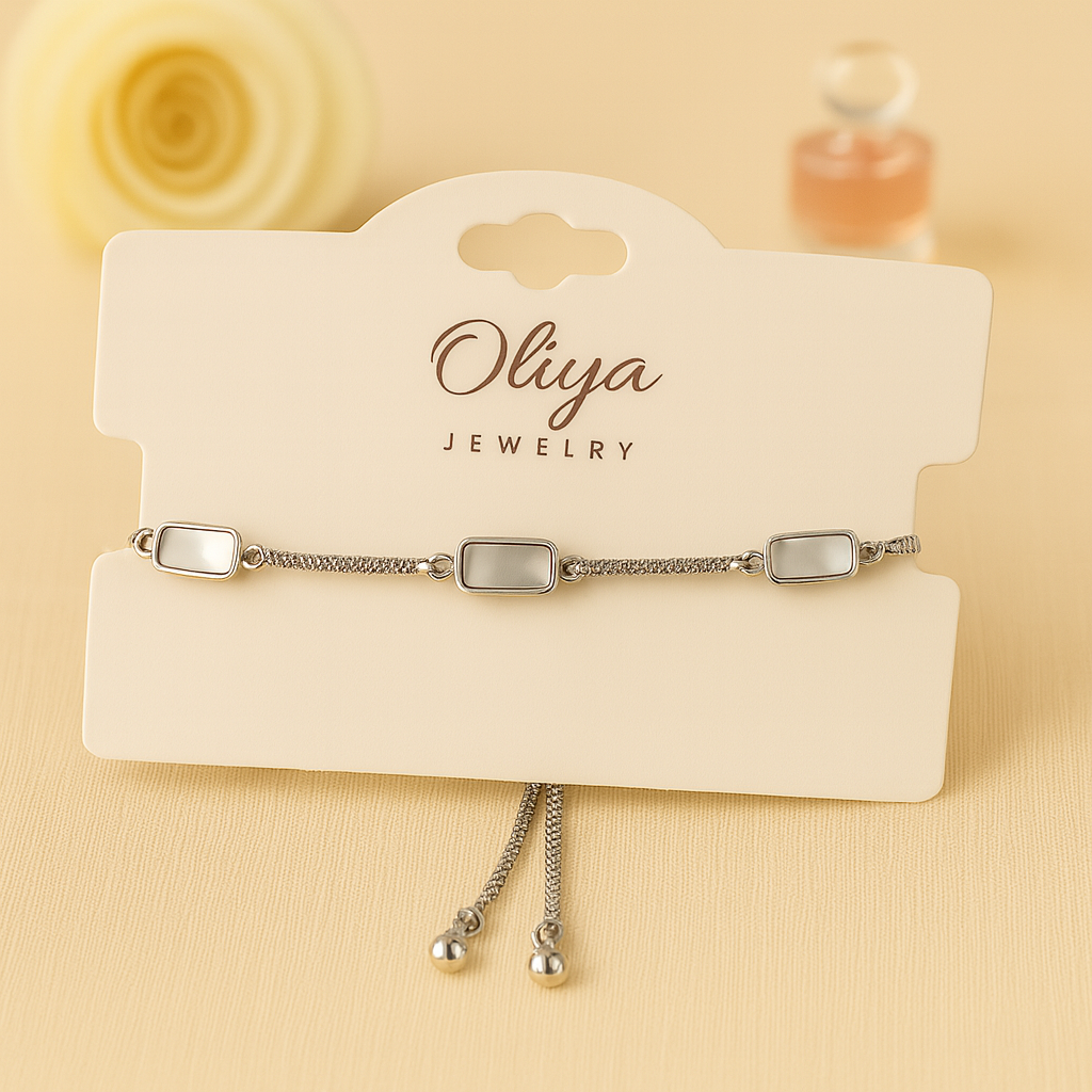 Modern Chic Tile Bracelet – Sleek Silver with Triple Tile Accents