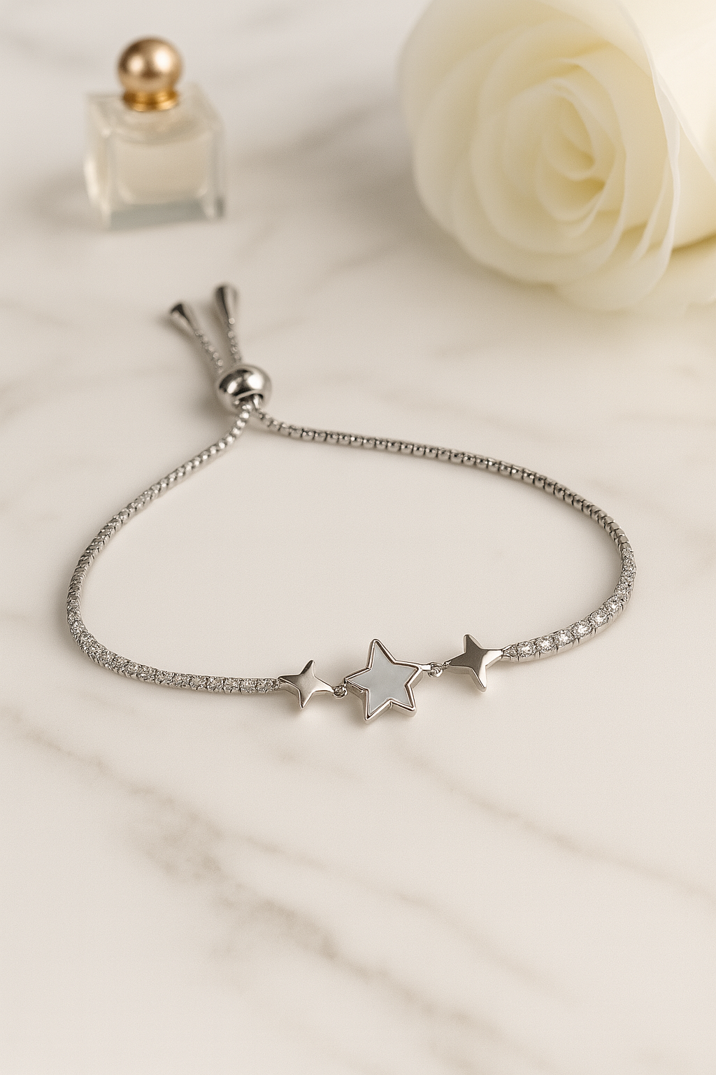 Starlight Charm Bracelet – Silver Plated with Triple Star Accents