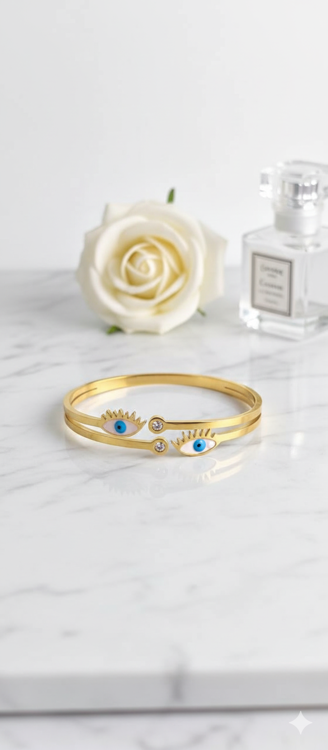 Twin Evil Eye Gold Bracelet